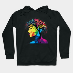 Dot day tree head profile art teacher student colorful design Hoodie